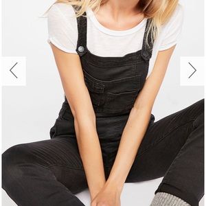 Free people washed denim overalls - stark black 28